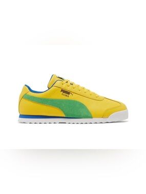 Puma Roma Leather Sneaker in Yellow and Green
